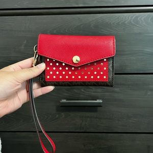 michael kors brown/red honey wristlet wallet